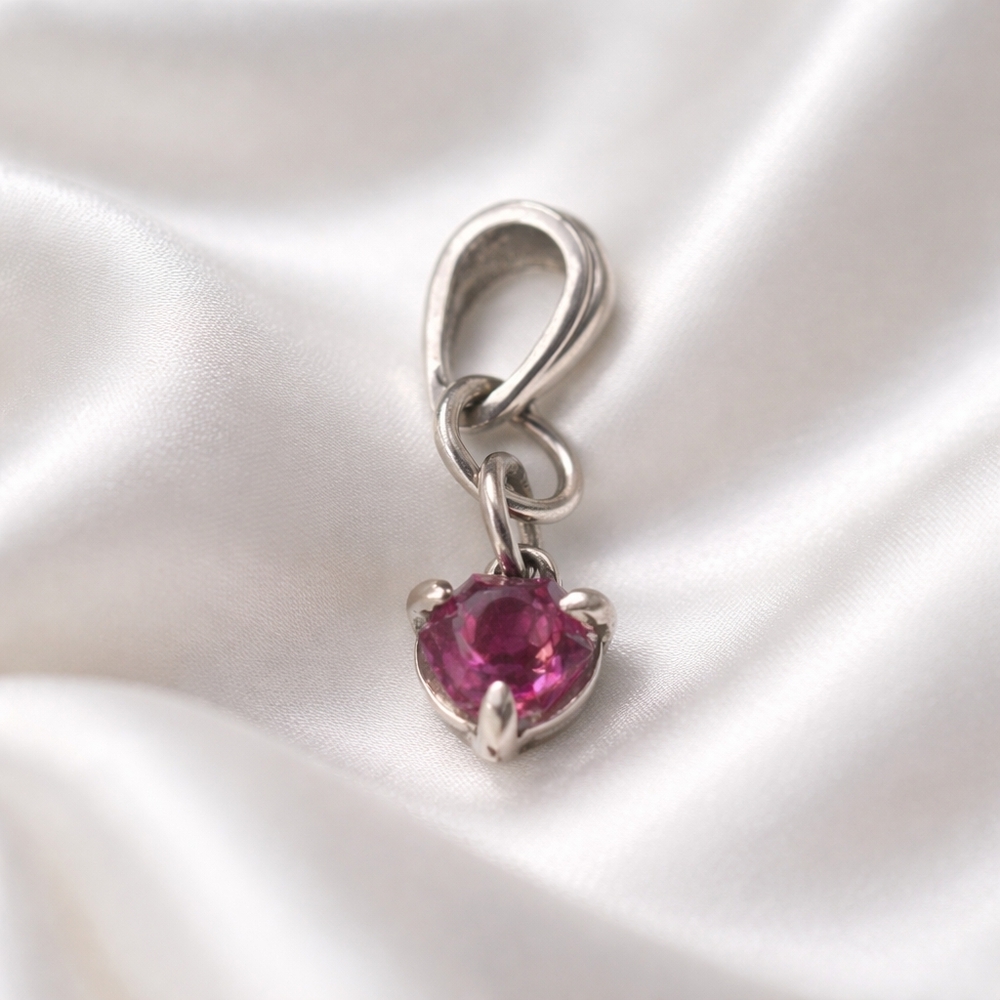 Elegant Silver and Orange Red Moissanite Pendant